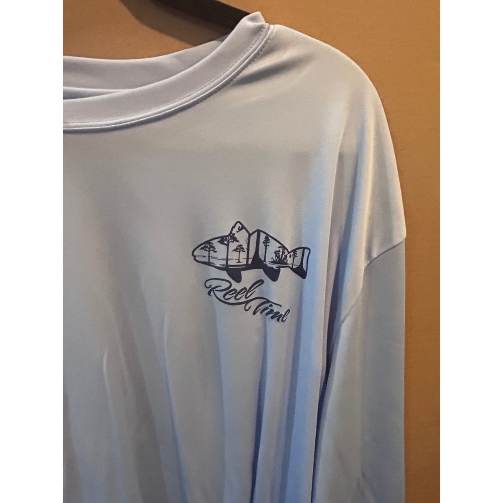BAW Reel Time Fishing Shirt Mens X Large‎ Blue Excellent Long Sleeve Performance